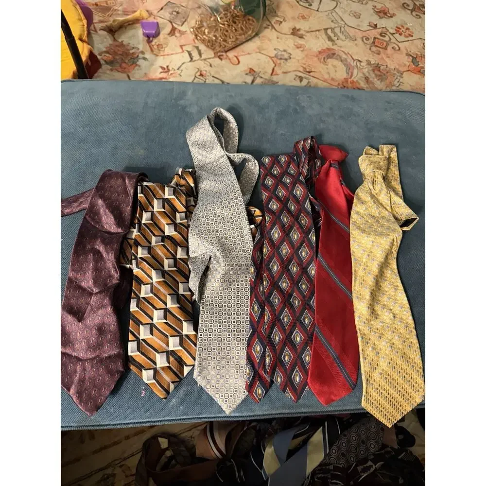 Vintage 60s Thru Y2k Necktie Lot of 60 Silk, Cotton, Fat, Poly, Abstract, Stripe